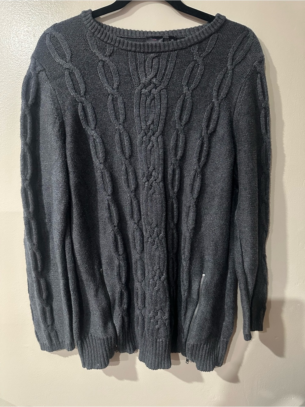 Rafaella Women's Charcoal Cable-Knit Crewneck Sweater
